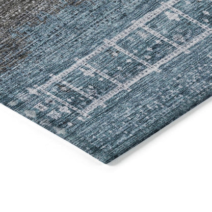 LOOMLAN Rugs Hilda Blue Washable Indoor-Outdoor Rug