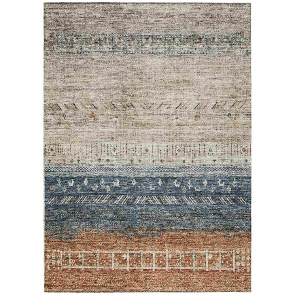 LOOMLAN Rugs Hilda Brown Washable Indoor-Outdoor Rug