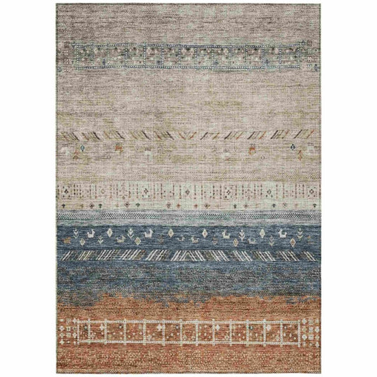 LOOMLAN Rugs Hilda Brown Washable Indoor-Outdoor Rug