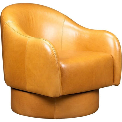 Hoboken Curved Armed Leather Swivel Chair