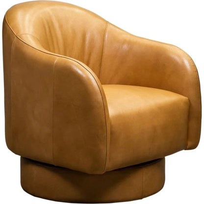 Hoboken Curved Armed Leather Swivel Chair
