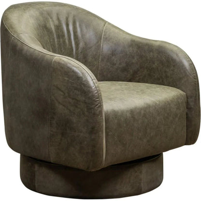 Hoboken Curved Armed Leather Swivel Chair
