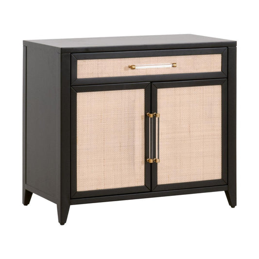 Holland Media Chest Solid Wood and Rattan Inlay - Sideboards and Things Accents_Black, Accents_Brass, Accents_Bronze, Accents_Gold, Accents_Natural, Accents_Two Tone, Brand_Essentials For Living, Color_Black, Features_With Drawers, Height_30-40, Materials_Cane, Product Type_Accent Cabinet, Sustainable, Width_30-40, Wood Species_Acacia, Wood Species_Cane, Wood Species_Rubberwood