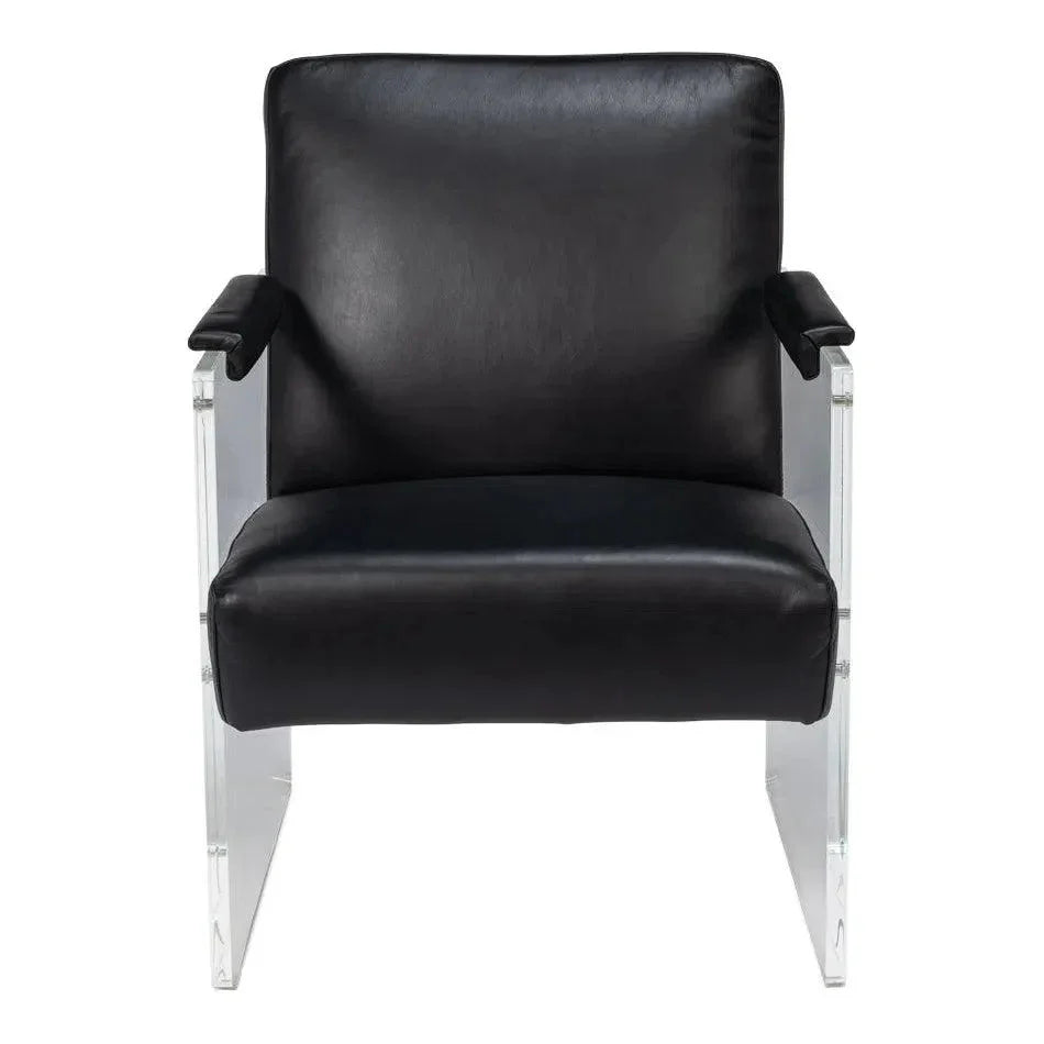 Sarreid Holloway Leather Black Armchair