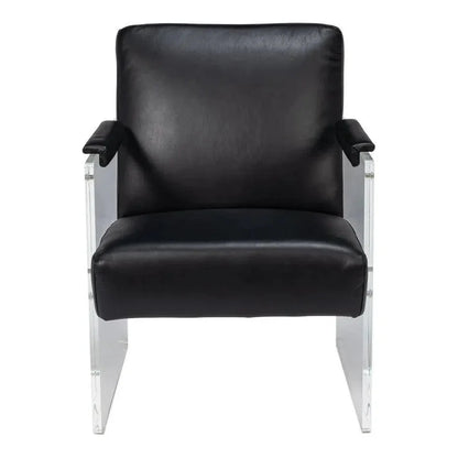 Sarreid Holloway Leather Black Armchair