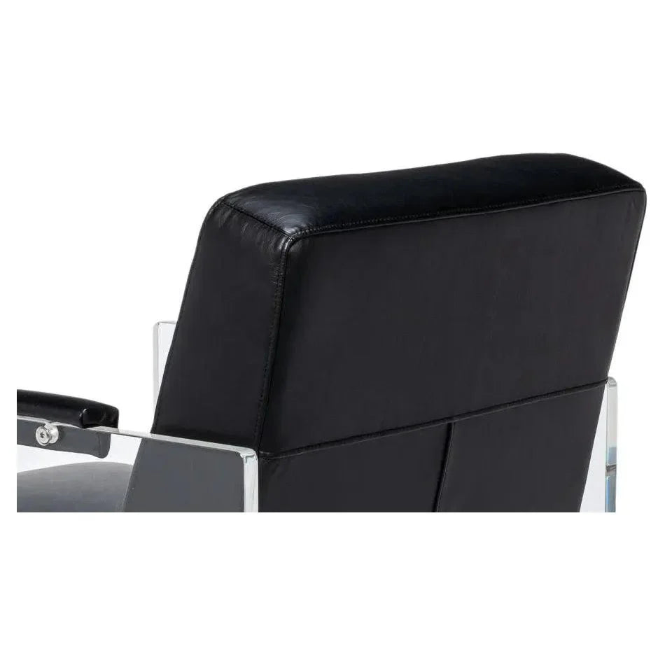 Sarreid Holloway Leather Black Armchair
