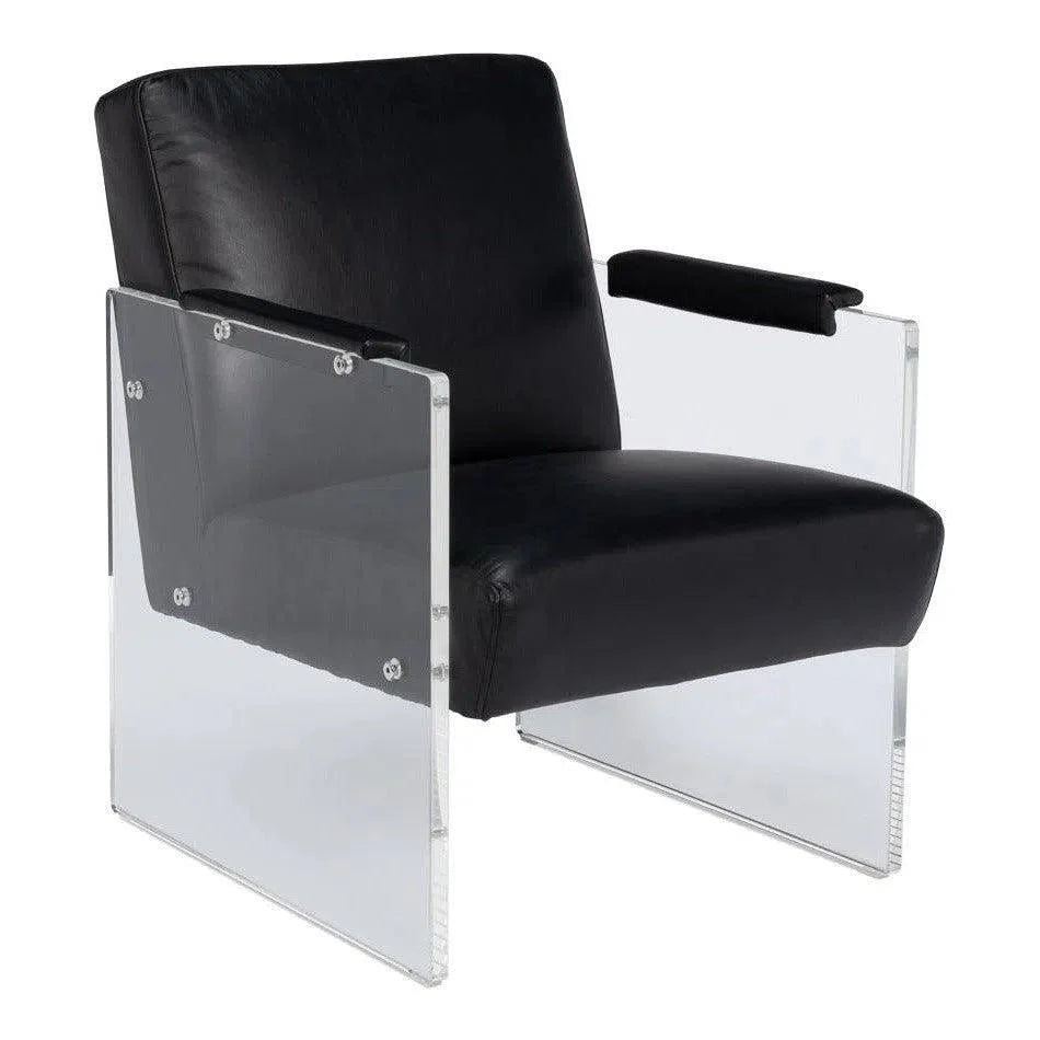 Sarreid Holloway Leather Black Armchair