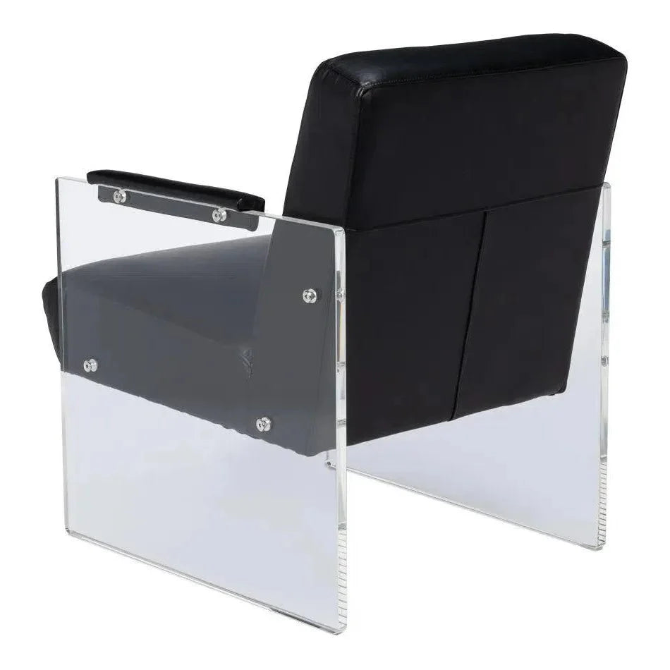 Sarreid Holloway Leather Black Armchair