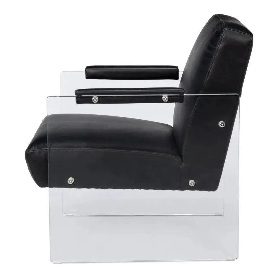 Sarreid Holloway Leather Black Armchair