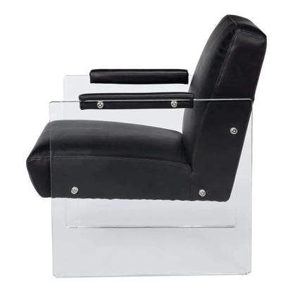Sarreid Holloway Leather Black Armchair