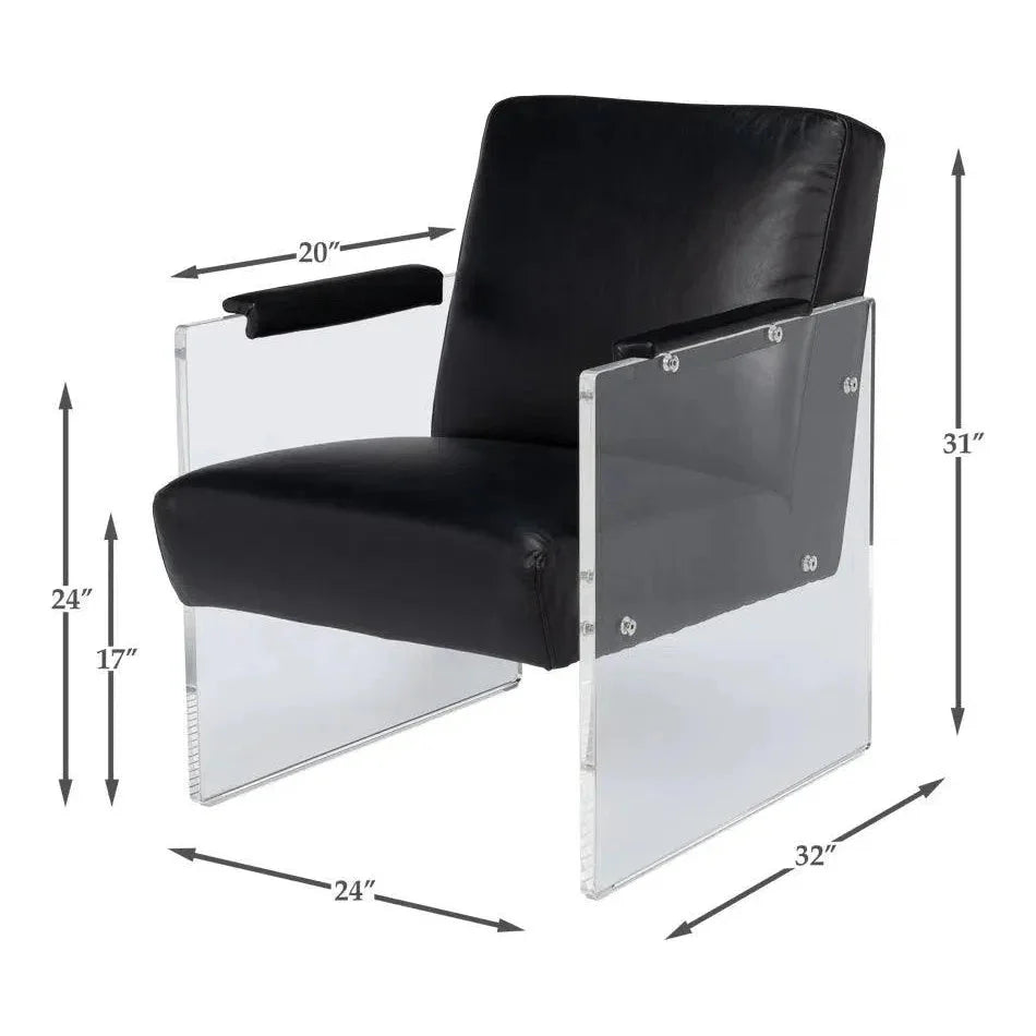 Sarreid Holloway Leather Black Armchair