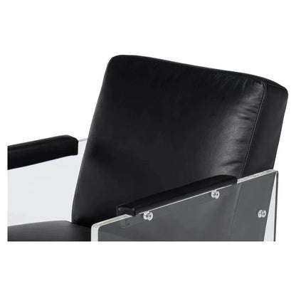 Sarreid Holloway Leather Black Armchair