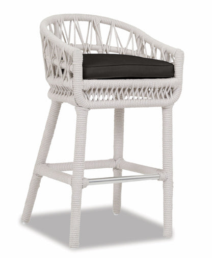 Dana Rope Sunbrella Upholstered Weatherproof Design Outdoor Bar Stool