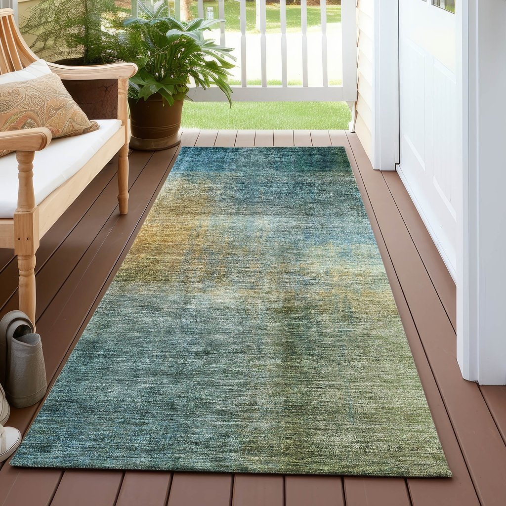 LOOMLAN Rugs Hue Blue Washable Indoor-Outdoor Rug
