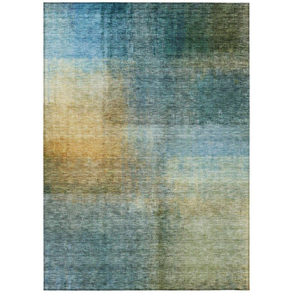 LOOMLAN Rugs Hue Blue Washable Indoor-Outdoor Rug