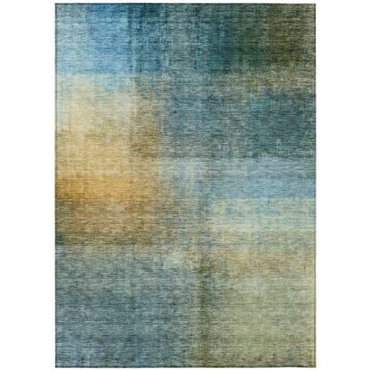 LOOMLAN Rugs Hue Blue Washable Indoor-Outdoor Rug