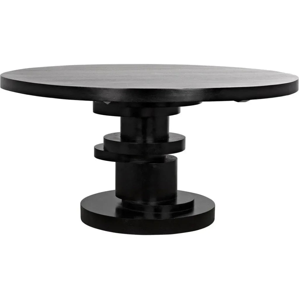 Noir Hugo Round Wooden Dining Table