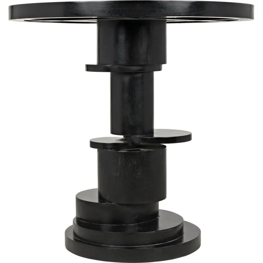 Noir Hugo Round Wood Side Table