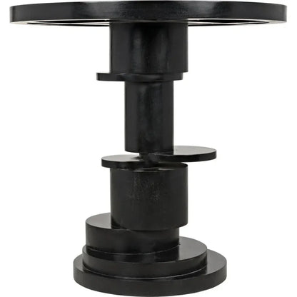 Noir Hugo Round Wood Side Table
