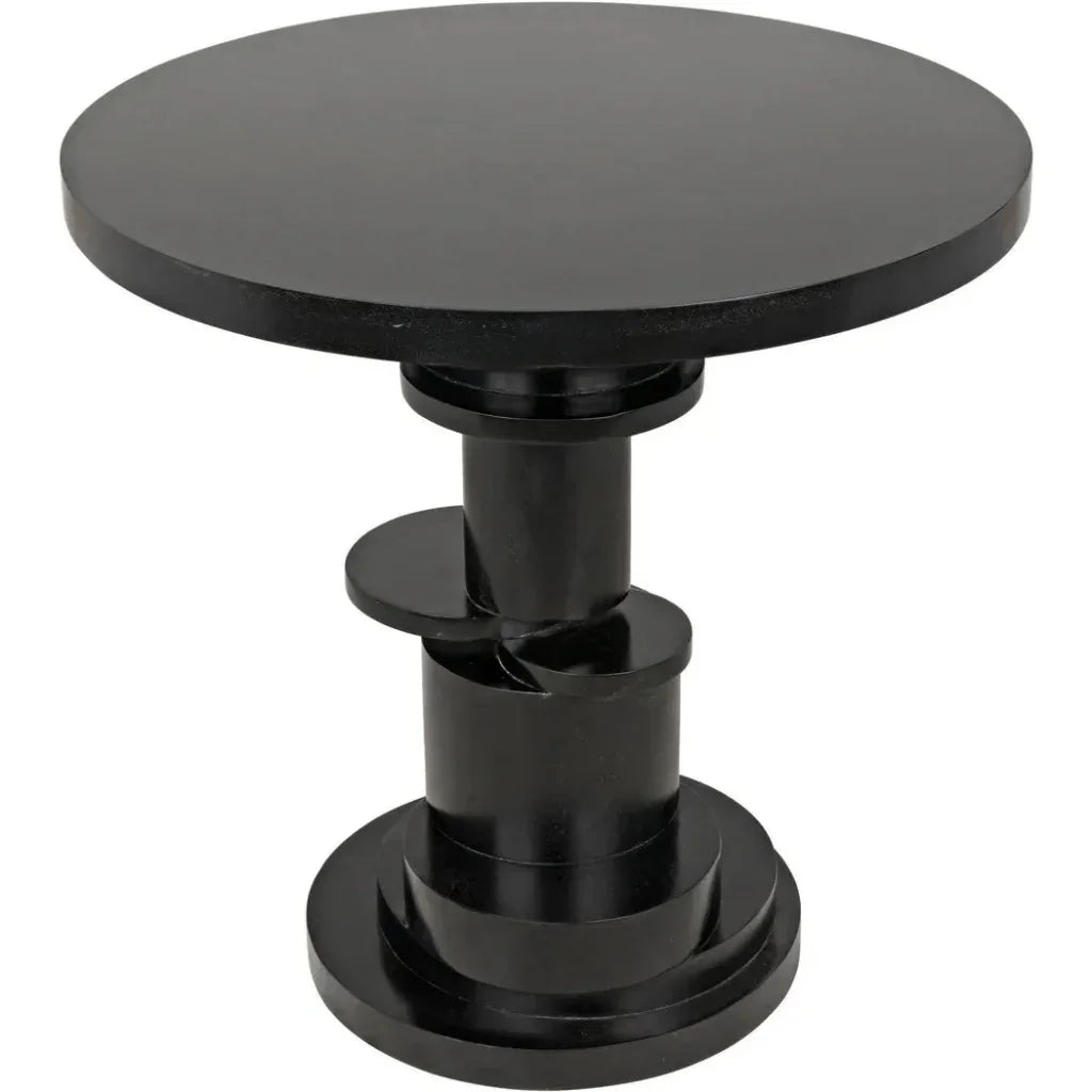 Noir Hugo Round Wood Side Table