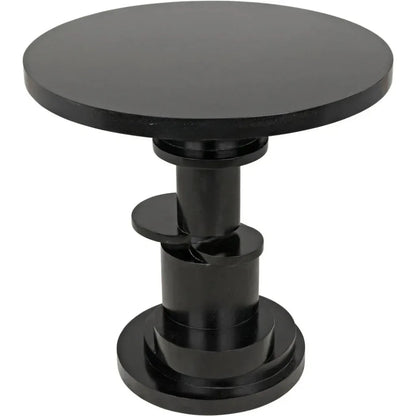 Noir Hugo Round Wood Side Table