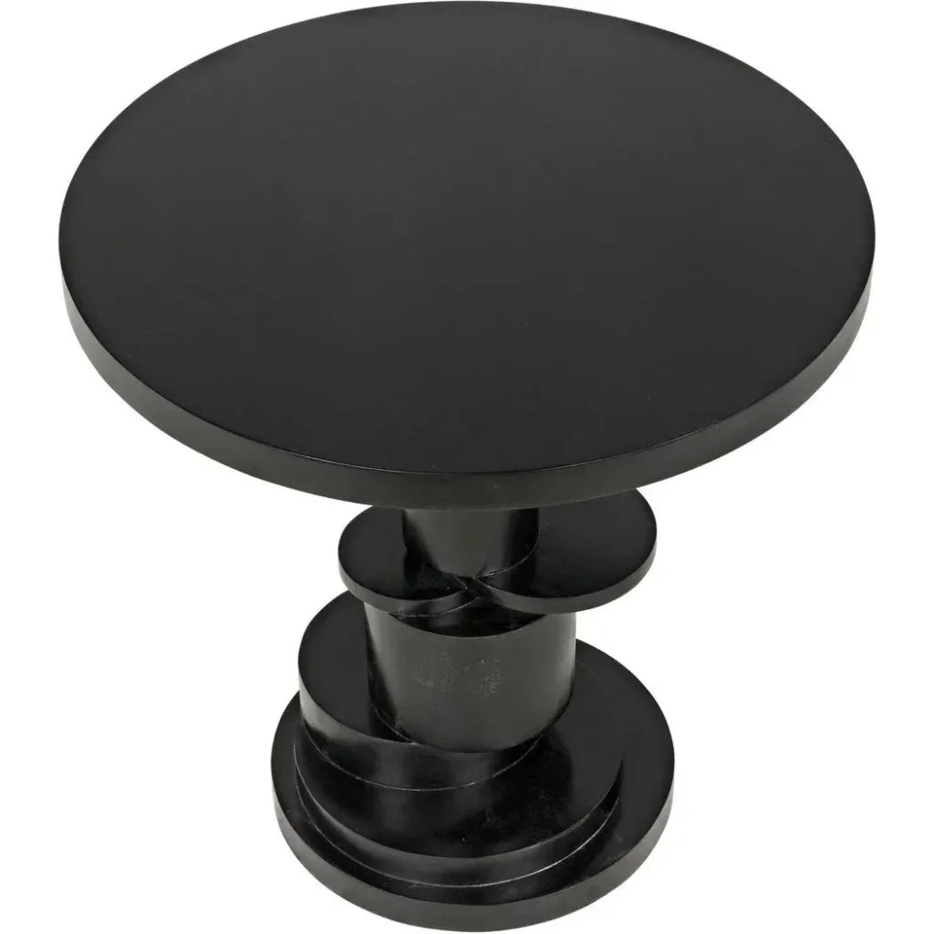 Noir Hugo Round Wood Side Table
