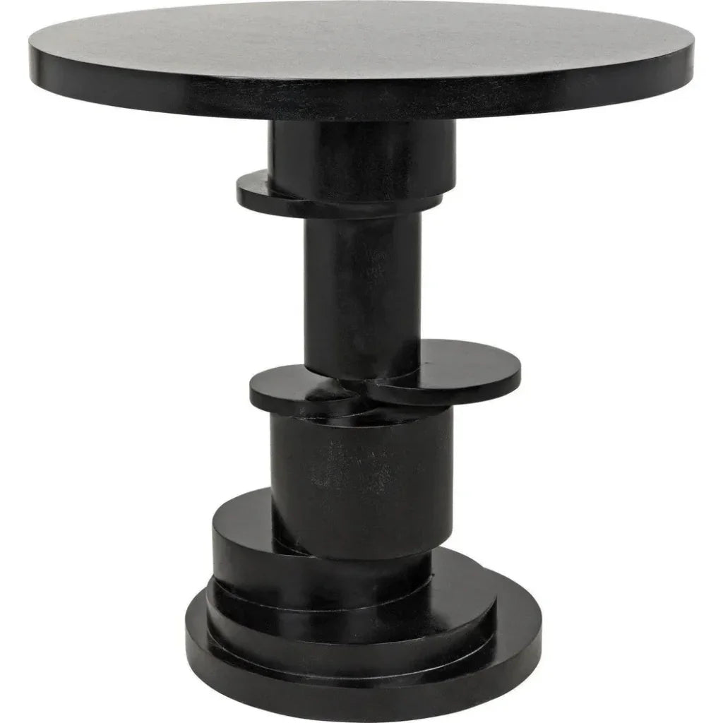 Noir Hugo Round Wood Side Table