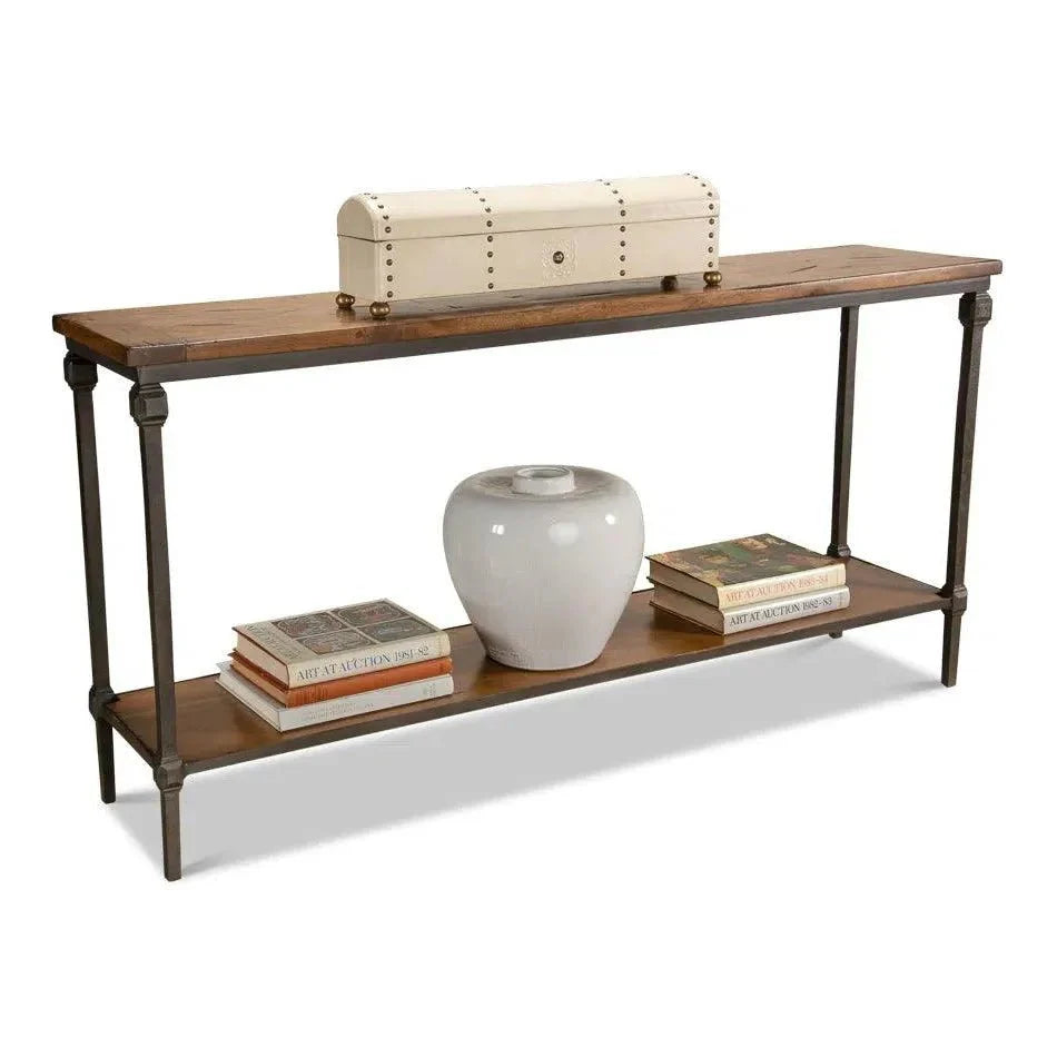 Sarreid Huntsman Console Table Shelf Wood & Iron