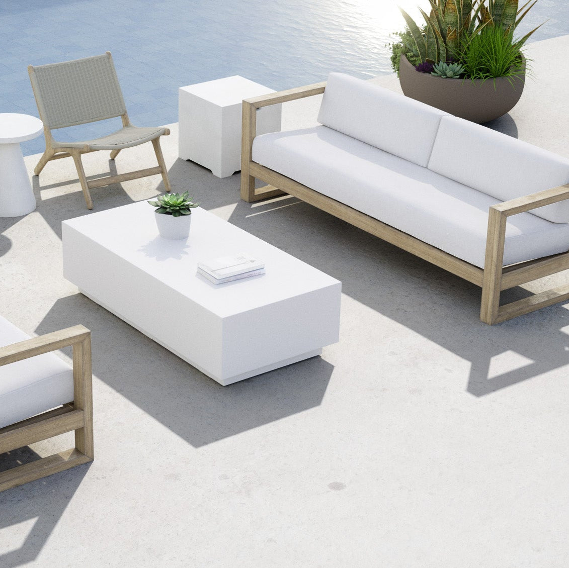 Coastal Teak Sunbrella Upholstered Outdoor Sofa