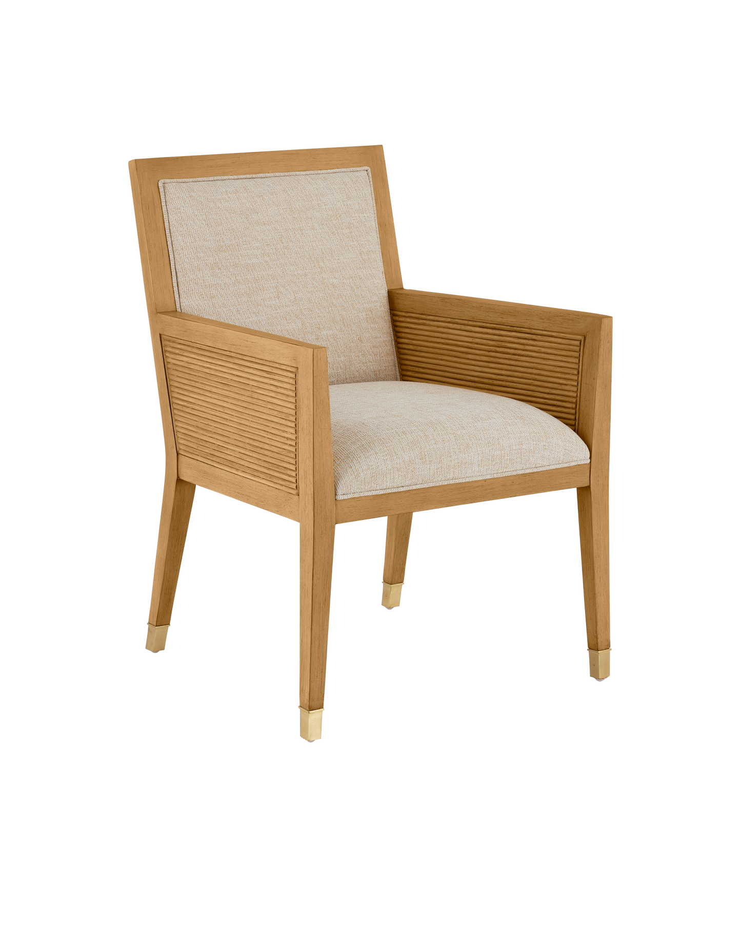 Santos Sea Sand Mahogany and Rattan Beige Armchair