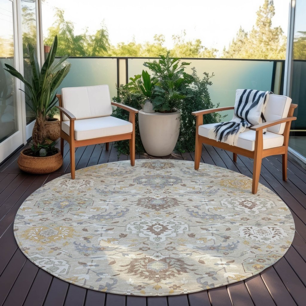 LOOMLAN Rugs Ilyara Beige Washable Indoor-Outdoor Rug
