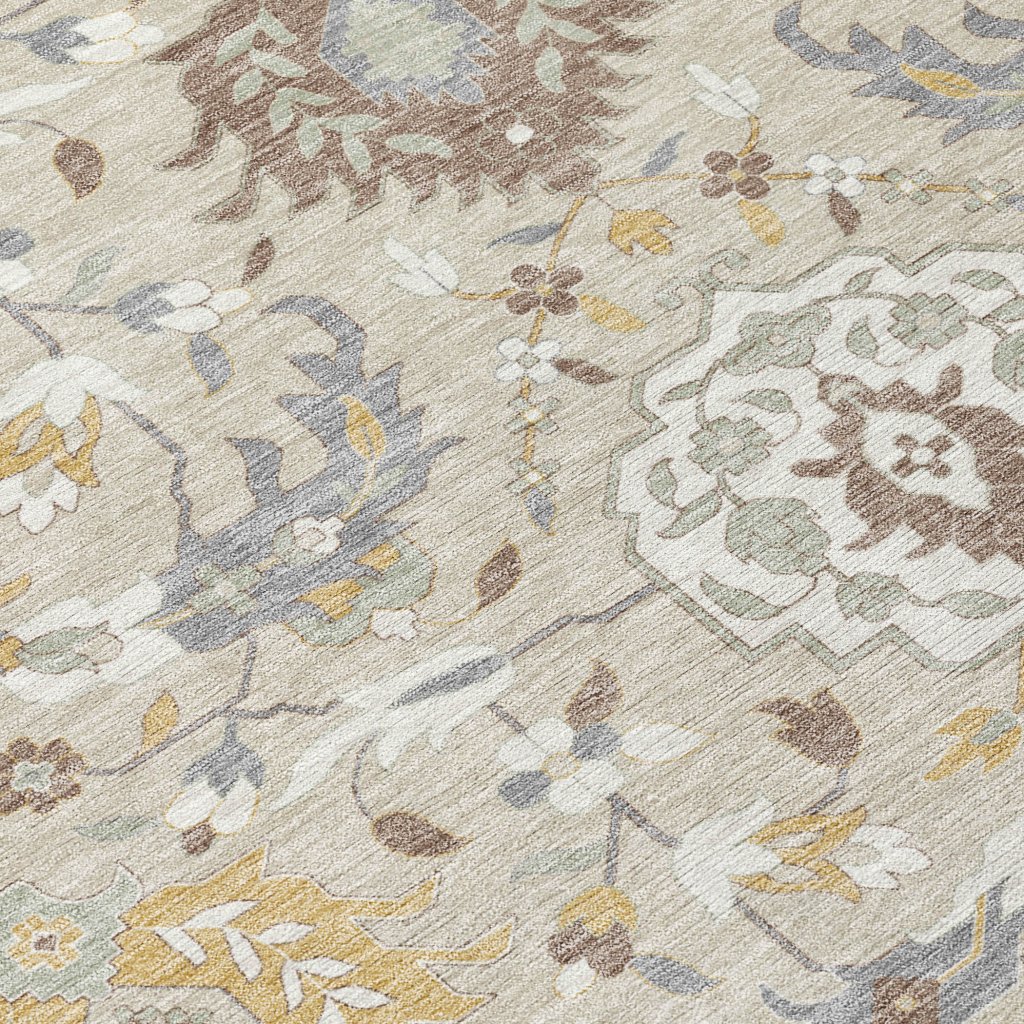 LOOMLAN Rugs Ilyara Beige Washable Indoor-Outdoor Rug