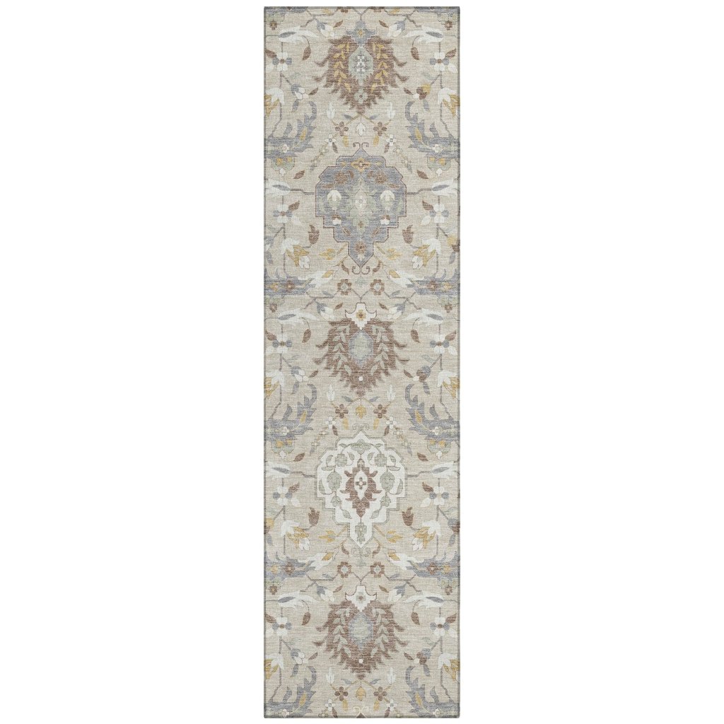LOOMLAN Rugs Ilyara Beige Washable Indoor-Outdoor Rug