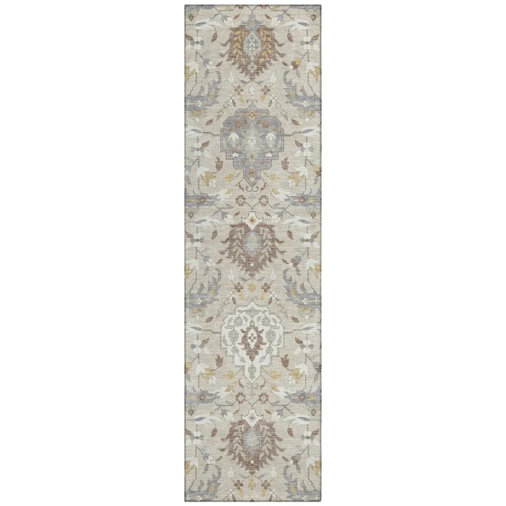 LOOMLAN Rugs Ilyara Beige Washable Indoor-Outdoor Rug