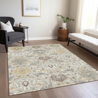 LOOMLAN Rugs Ilyara Beige Washable Indoor-Outdoor Rug