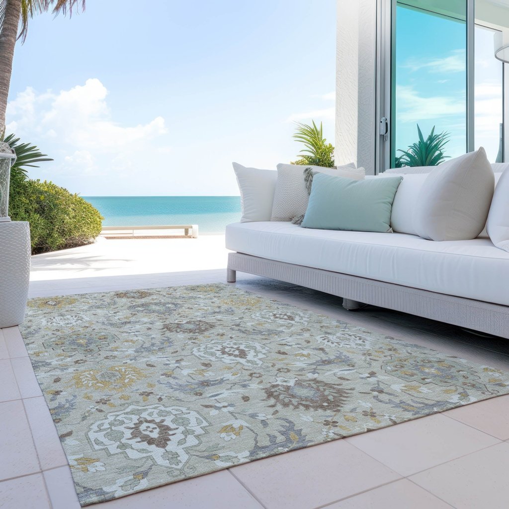 LOOMLAN Rugs Ilyara Beige Washable Indoor-Outdoor Rug