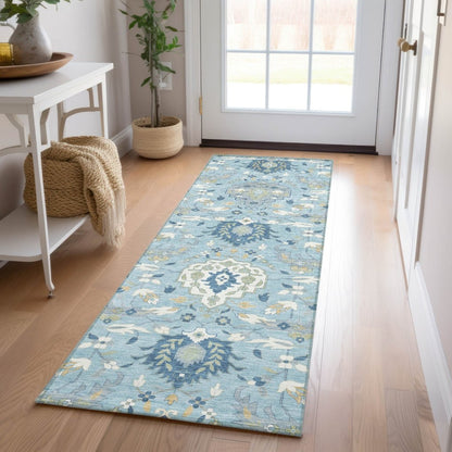 LOOMLAN Rugs Ilyara Blue Washable Indoor-Outdoor Rug