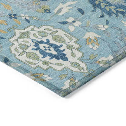 LOOMLAN Rugs Ilyara Blue Washable Indoor-Outdoor Rug