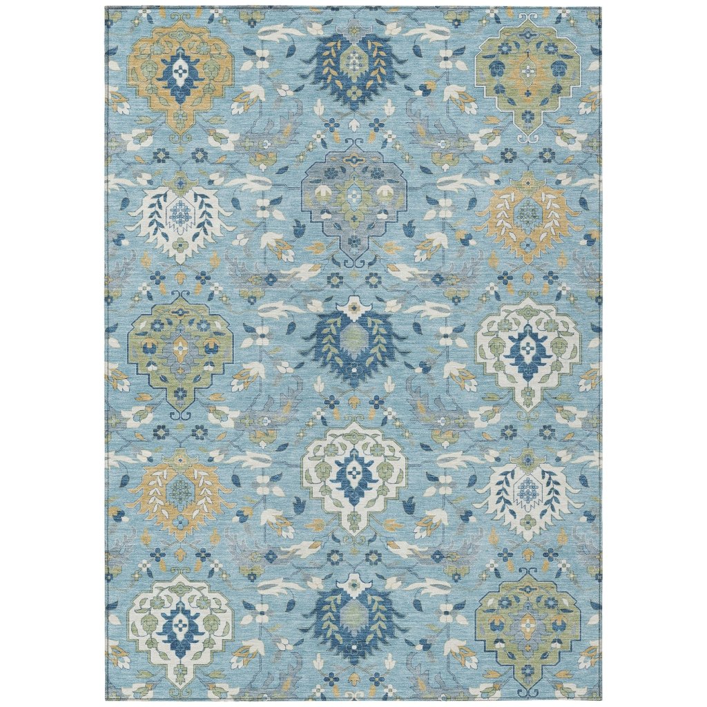 LOOMLAN Rugs Ilyara Blue Washable Indoor-Outdoor Rug