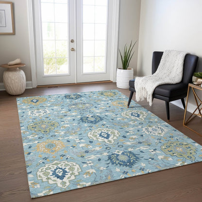 LOOMLAN Rugs Ilyara Blue Washable Indoor-Outdoor Rug