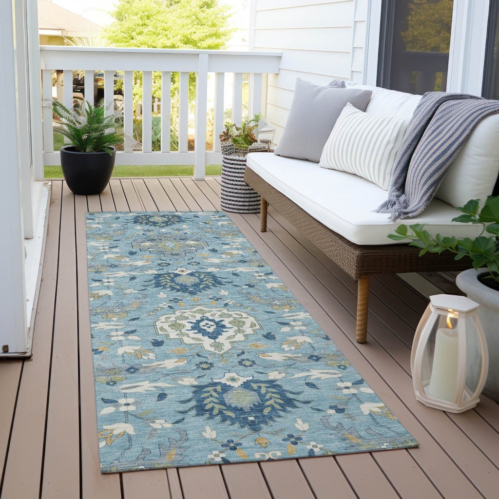 LOOMLAN Rugs Ilyara Blue Washable Indoor-Outdoor Rug