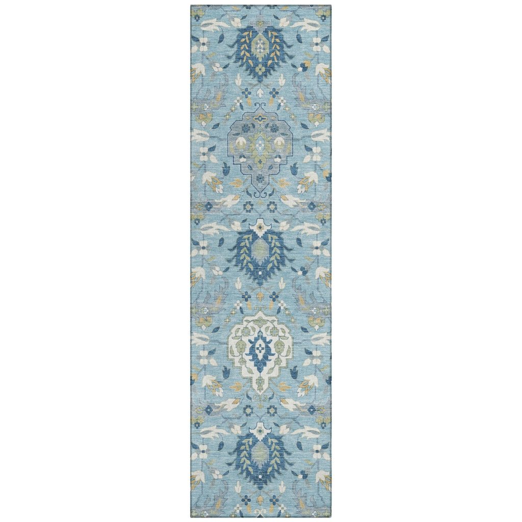 LOOMLAN Rugs Ilyara Blue Washable Indoor-Outdoor Rug