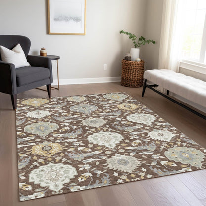 LOOMLAN Rugs Ilyara Brown Washable Indoor-Outdoor Rug