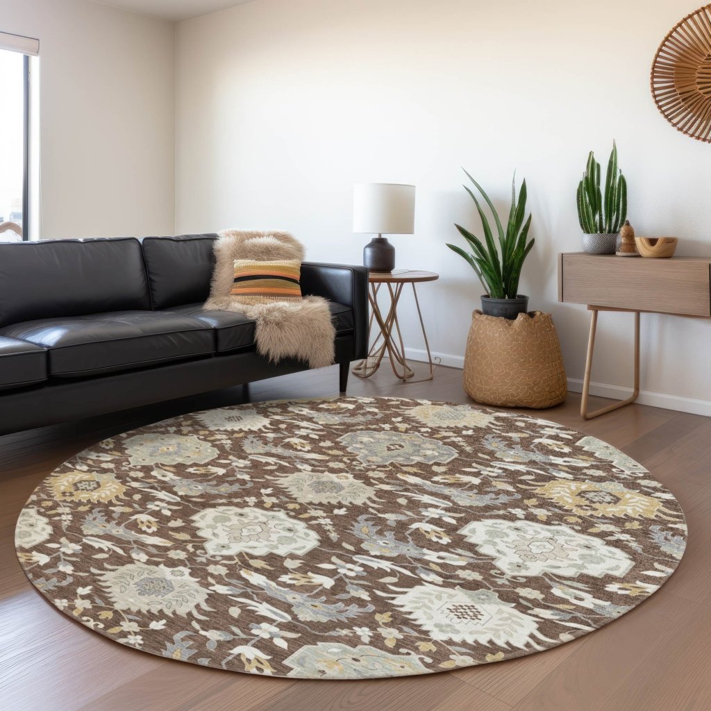 LOOMLAN Rugs Ilyara Brown Washable Indoor-Outdoor Rug