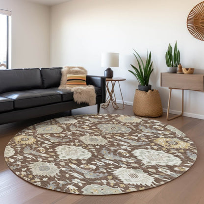 LOOMLAN Rugs Ilyara Brown Washable Indoor-Outdoor Rug