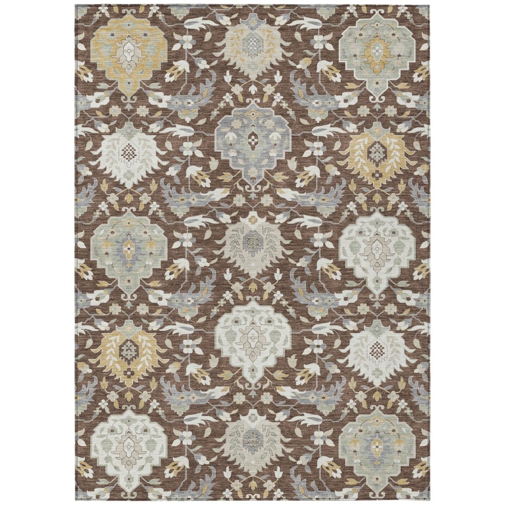 LOOMLAN Rugs Ilyara Brown Washable Indoor-Outdoor Rug
