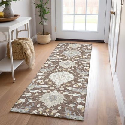 LOOMLAN Rugs Ilyara Brown Washable Indoor-Outdoor Rug