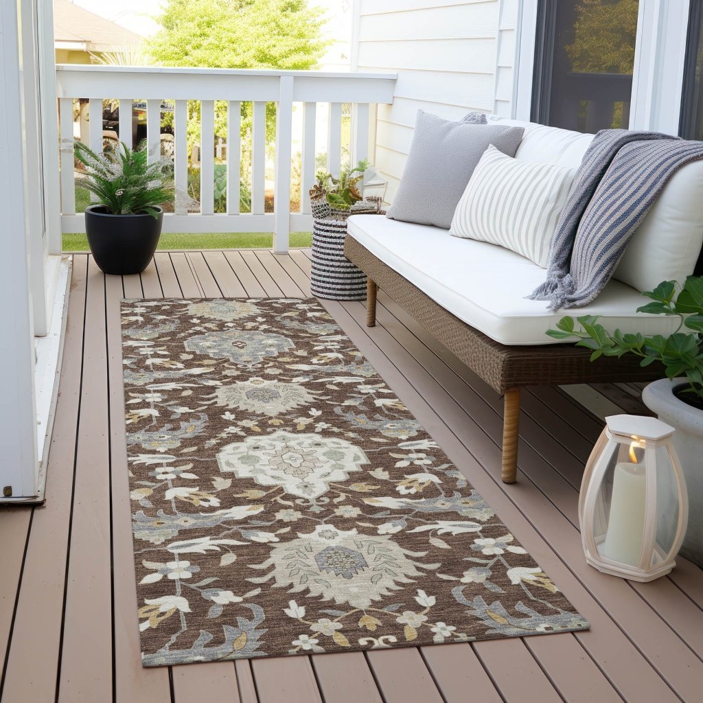 LOOMLAN Rugs Ilyara Brown Washable Indoor-Outdoor Rug