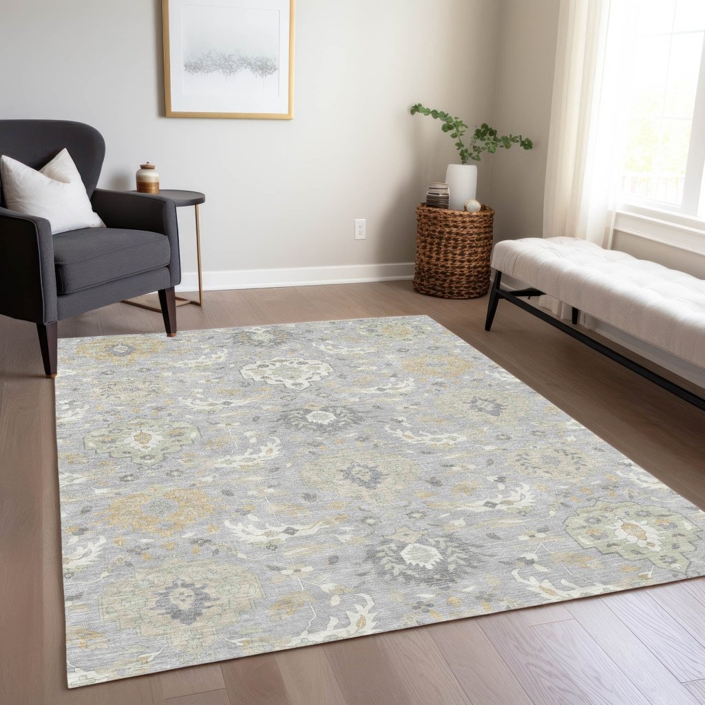 LOOMLAN Rugs Ilyara Gray Washable Indoor-Outdoor Rug