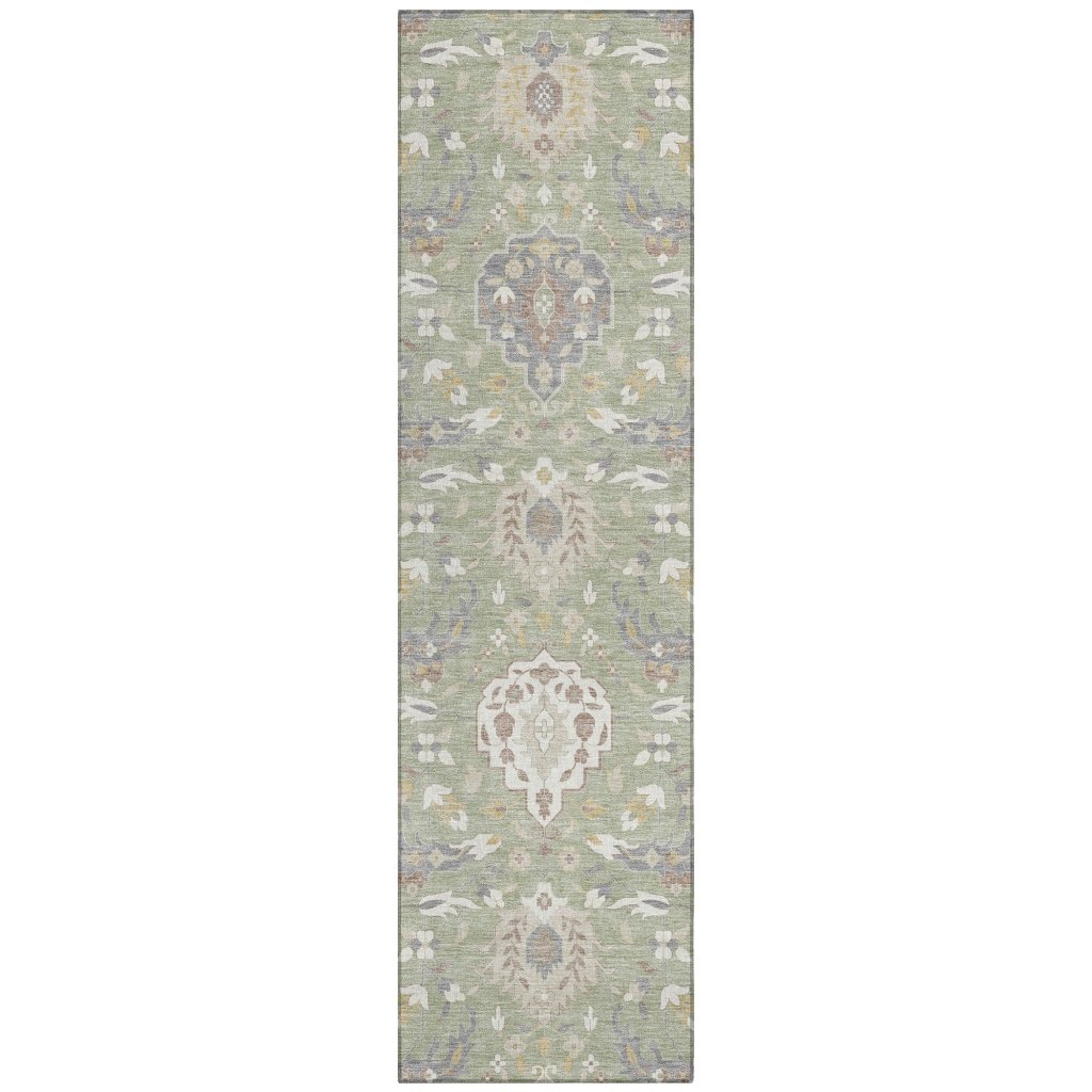 LOOMLAN Rugs Ilyara Green Washable Indoor-Outdoor Rug